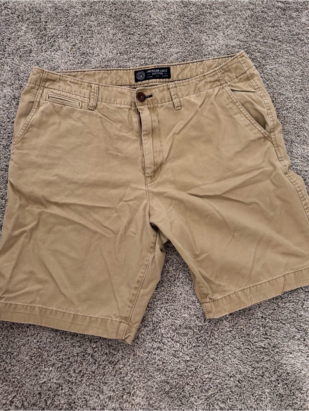 American Eagle Classic Flat Front Khaki/Light Tan Preppy Shorts Mens Size 36
